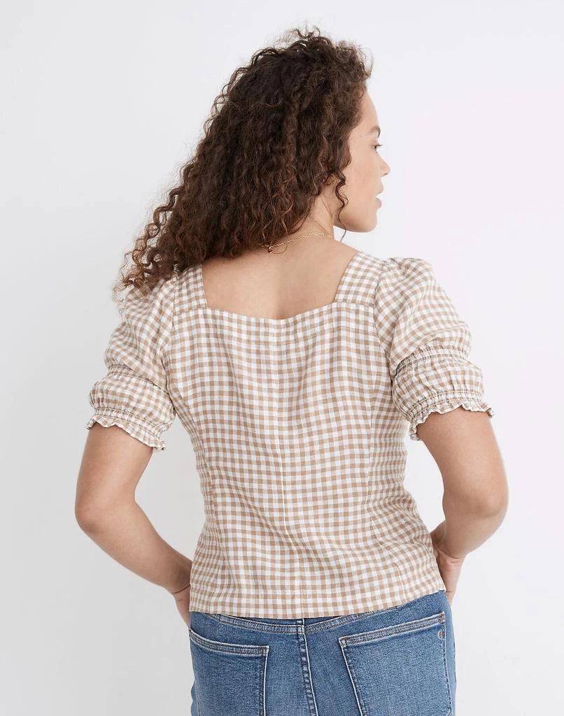 商品Madewell|Linen-Blend Square-Neck Puff-Sleeve Top in Gingham Check,价格¥318,第3张图片详细描述