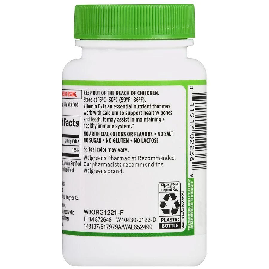 商品Walgreens|Vitamin D3 25 mcg Softgels (100 days),价格¥76,第4张图片详细描述