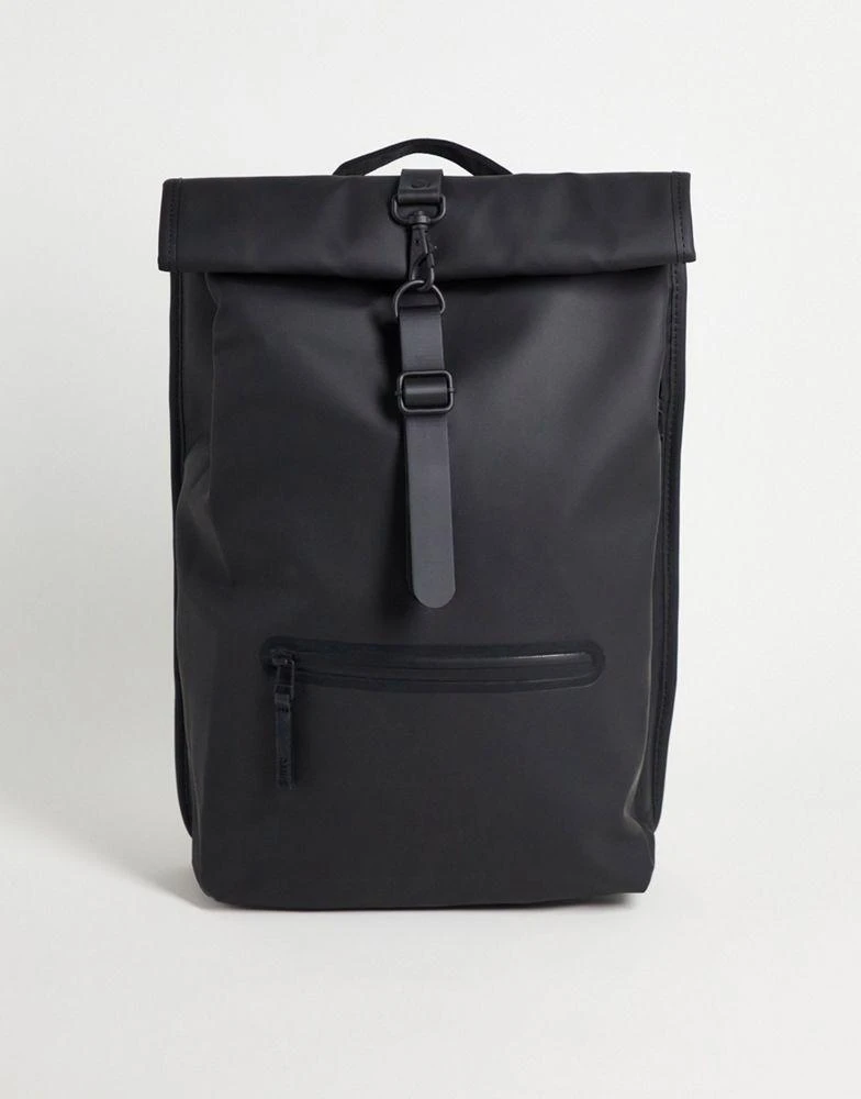 商品RAINS|Rains 13160 unisex waterproof roll top backpack in black,价格¥933,第1张图片