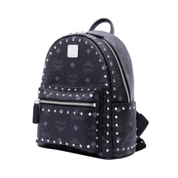 商品[国内直发] MCM|MCM 女士 Stark Visetos系列黑色时尚铆钉双肩背包 MMK8AVE62BK001 黑色,价格¥4954,第1张图片