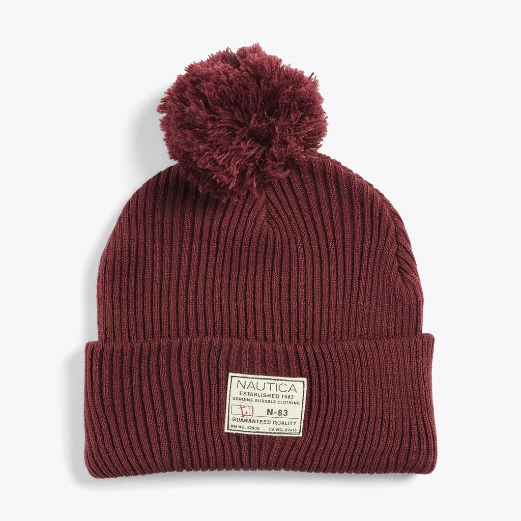 商品Nautica|Womens Rib-Knit Pom-Pom Beanie,价格¥81,第2张图片详细描述