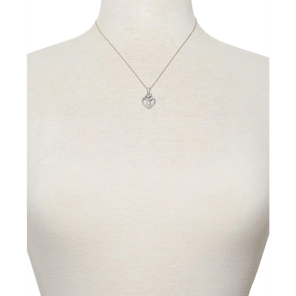 商品Belle de Mer|Cultured Freshwater Pearl (5mm) & Diamond Accent Mother & Child Heart 18" Pendant Necklace in Sterling Silver,价格¥367,第4张图片详细描述