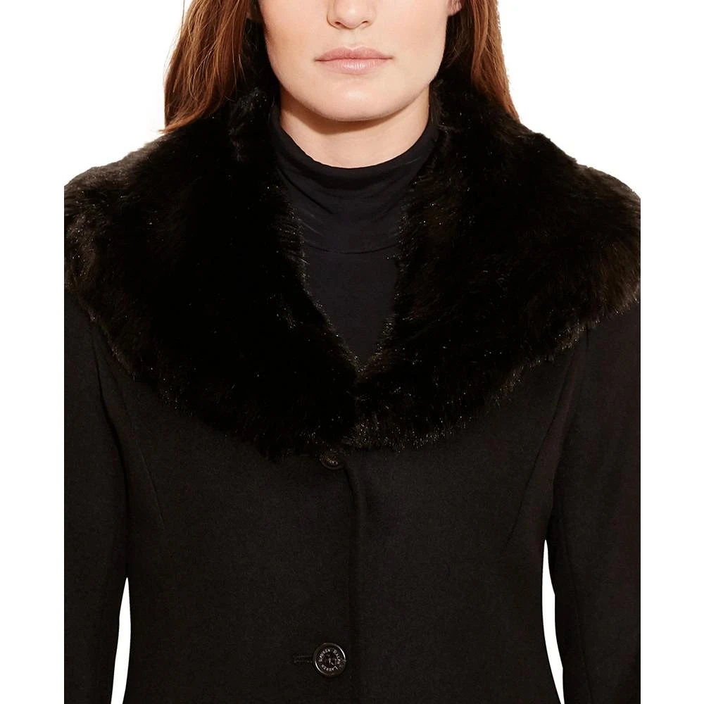 商品Ralph Lauren|Petite Faux-Fur-Trim Walker Coat, Created for Macy's,价格¥1340,第3张图片详细描述