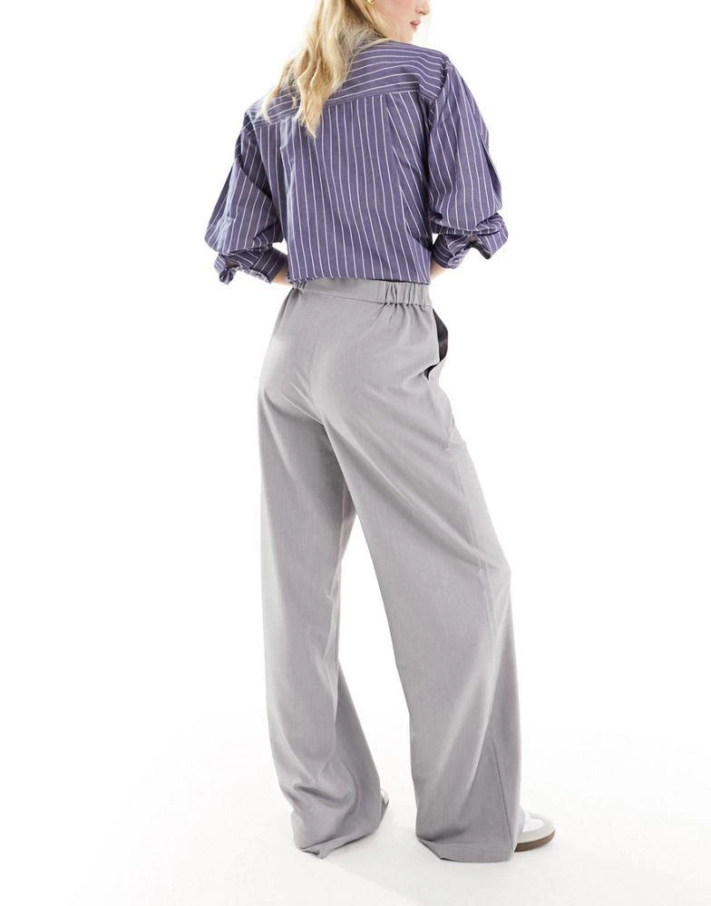 商品ASOS|ASOS DESIGN Tall tailored wide leg dad trousers in grey,价格¥254,第3张图片详细描述