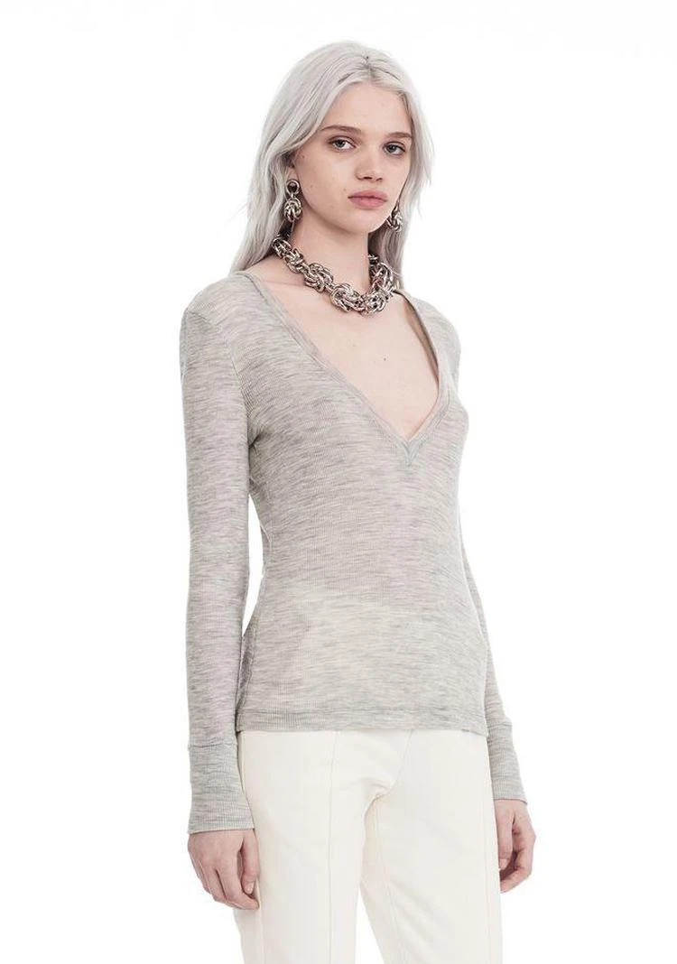 商品Alexander Wang|SHEER WOOLY RIB L/S DEEPV TOP,价格¥928,第5张图片详细描述