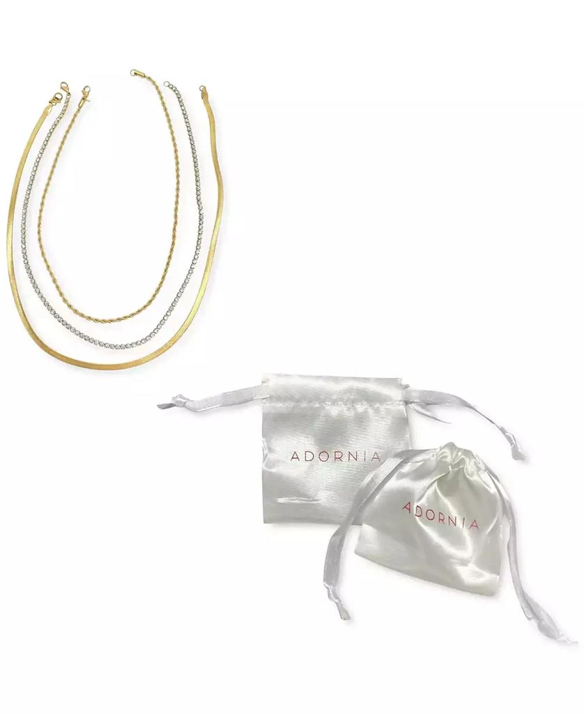 商品ADORNIA|Herringbone Chain, Rope Chain, and Tennis Necklace Set,价格¥132,第2张图片详细描述