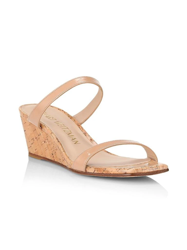商品Stuart Weitzman|Aleena Patent Leather & Cork Wedge Mules,价格¥2941,第2张图片详细描述