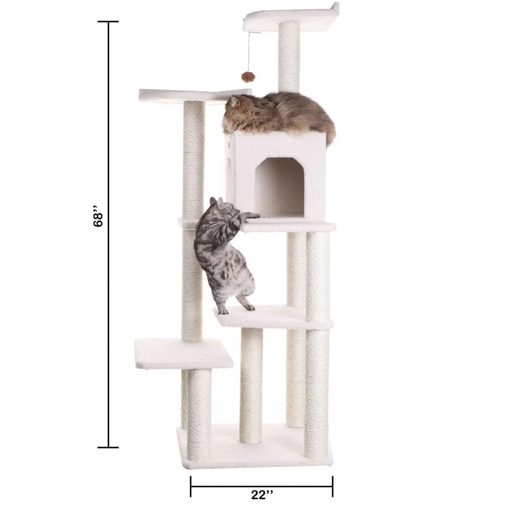 Real Wood 6-Level Cat Tree, With Condo and Two Perches 商品