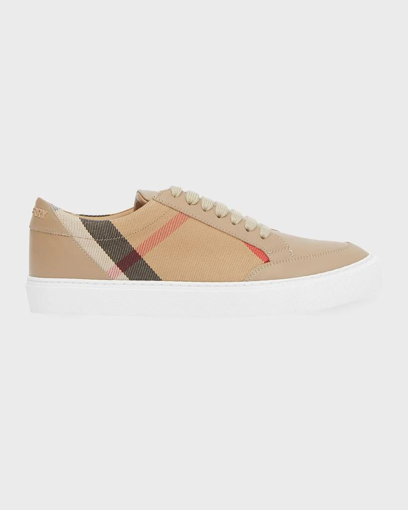 商品Burberry|New Salmond Check Leather Sneakers,价格¥4399,第1张图片