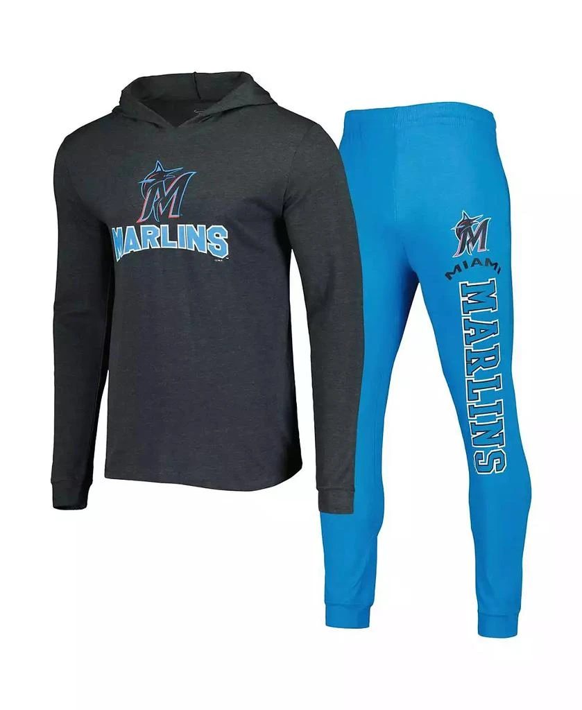 商品Concepts Sport|Men's Blue, Charcoal Miami Marlins Meter Hoodie and Joggers Set,价格¥412,第1张图片