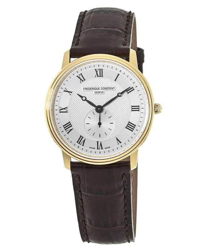 商品Frederique Constant| 康斯登男士石英手表 银色表盘镀金 棕色真皮表带FC-235M4S5,价格¥2793,第1张图片