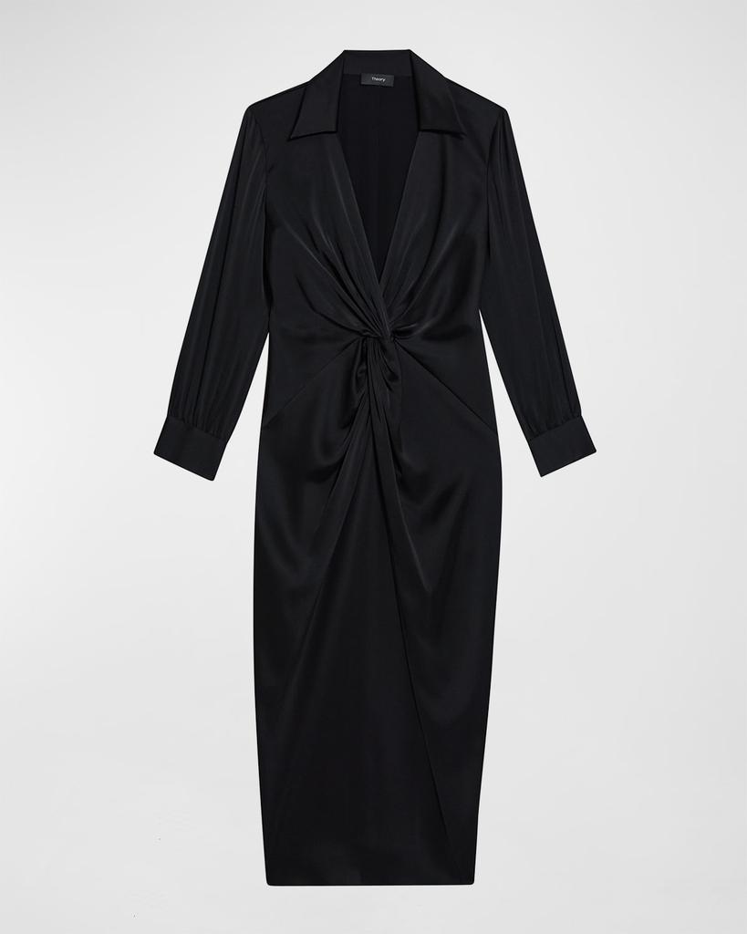 商品Theory|Twisted-Front Satin Midi Dress,价格¥1261,第4张图片详细描述