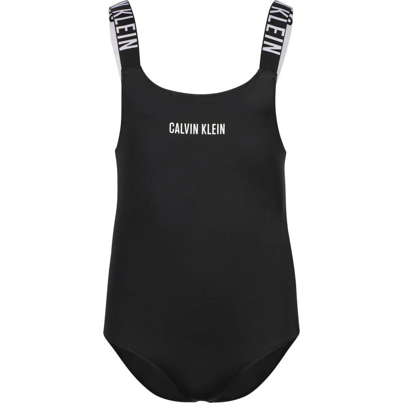 商品Calvin Klein|Elastic branded straps one piece swimsuit in black,价格¥467,第1张图片