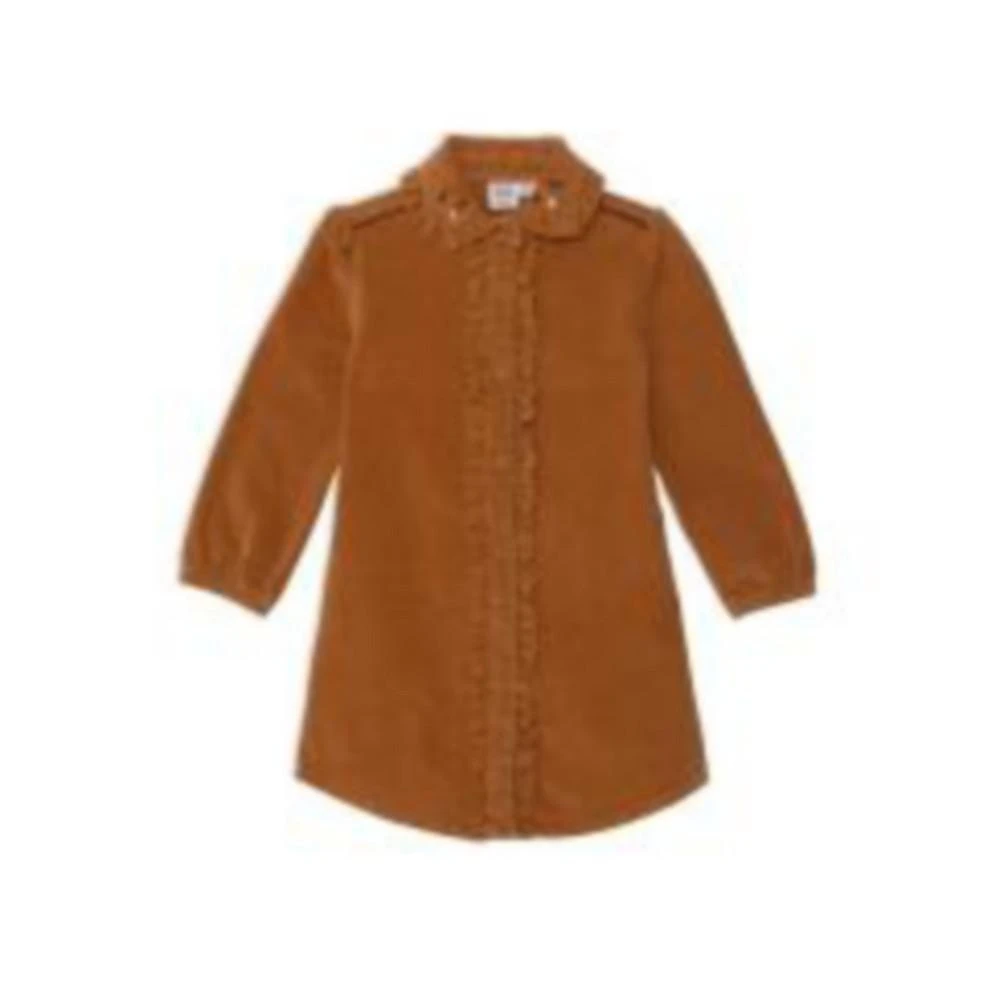 商品Deux par Deux|Girl Long Sleeve Corduroy Shirt Dress With Frill - Child,价格¥541,第1张图片