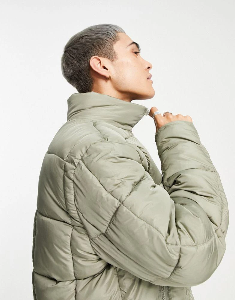 商品ASOS|ASOS DESIGN puffer jacket in sage green,价格¥307,第3张图片详细描述