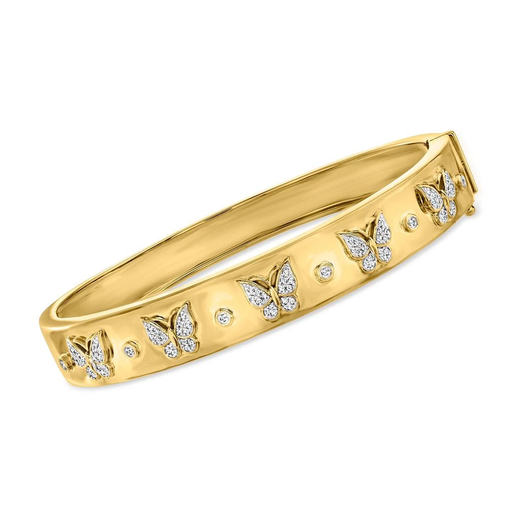 商品Ross-Simons|Diamond Butterfly Bangle Bracelet in 18kt Gold Over Sterling,价格¥4339,第1张图片