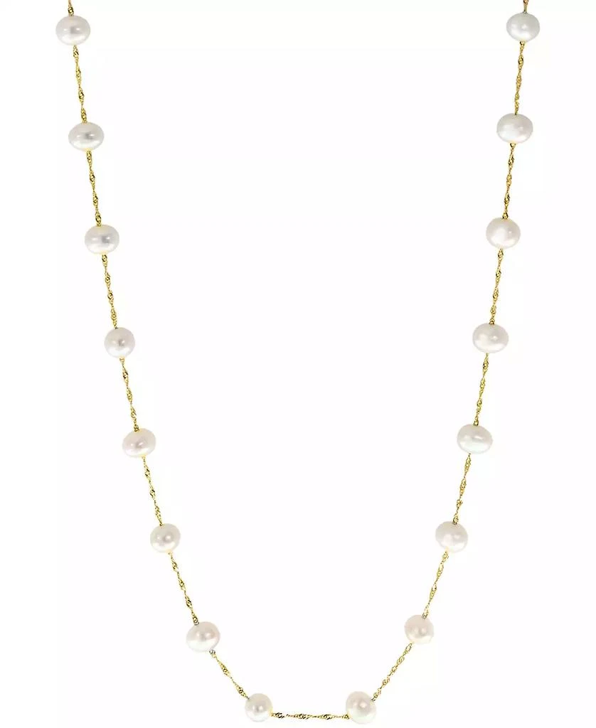 商品Effy|EFFY® Cultured Freshwater Pearl Station 18" Necklace in 14k Gold (5-1/2mm),价格¥965,第4张图片详细描述