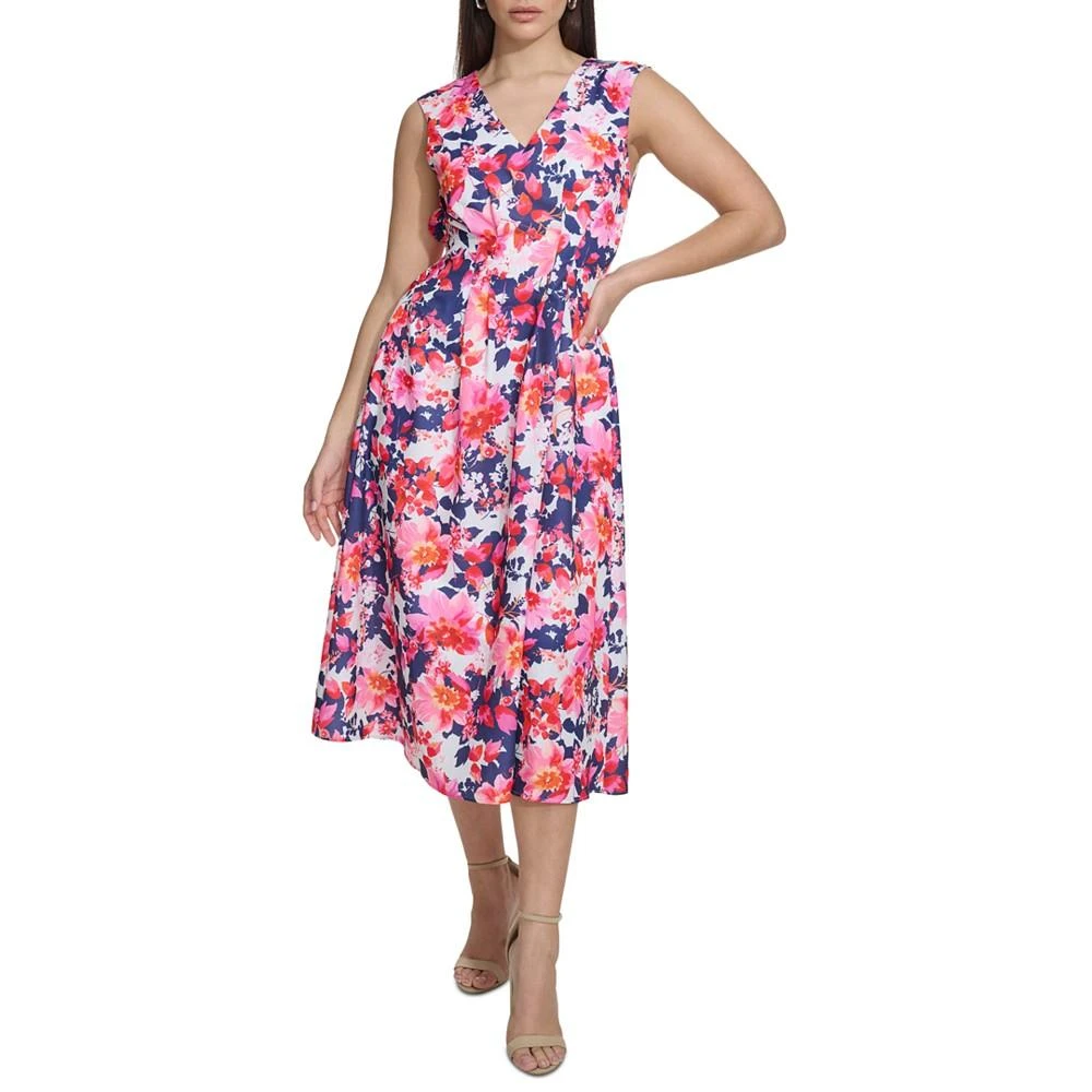 商品Kensie|Women's Floral-Print V-Neck A-Line Dress,价格¥599,第1张图片