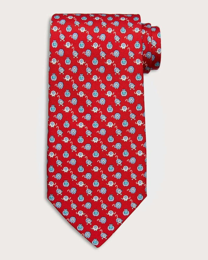 商品Salvatore Ferragamo|Men's 4-Pippo Animal-Print Silk Tie,价格¥1213,第1张图片