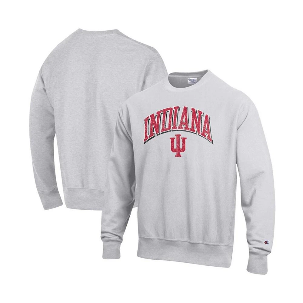 商品CHAMPION|Men's Gray Indiana Hoosiers Arch Over Logo Reverse Weave Pullover Sweatshirt,价格¥551,第1张图片