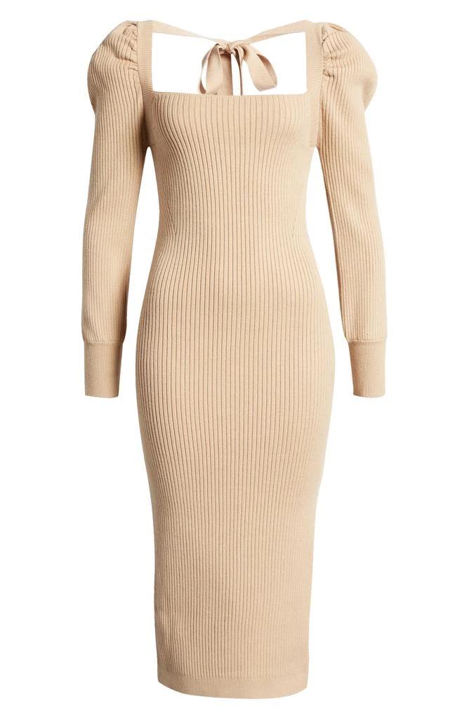 商品Charles Henry|Square Neck Tie Back Puff Long Sleeve Sweater Dress,价格¥183,第5张图片详细描述