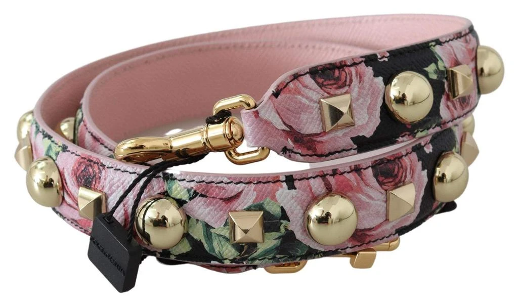 商品Dolce & Gabbana|Dolce & Gabbana Pink Floral Gold Studs Bag Accessory Shoulder Strap,价格¥2498,第2张图片详细描述