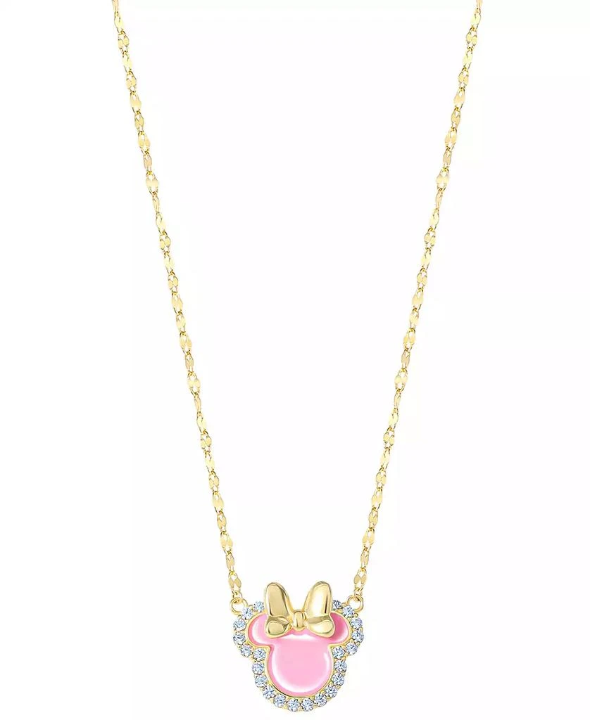商品Disney|Cubic Zirconia & Pink Enamel Minnie Mouse 18" Pendant Necklace in 18k Gold-Plated Sterling Silver,价格¥260,第3张图片详细描述
