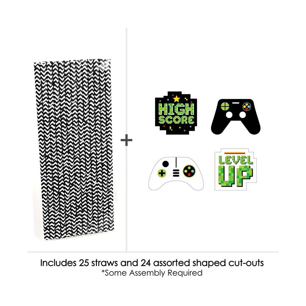 商品Big Dot of Happiness|Game Zone - Paper Straw Decor - Video Game Striped Decor Straws - 24 Ct,价格¥120,第2张图片详细描述