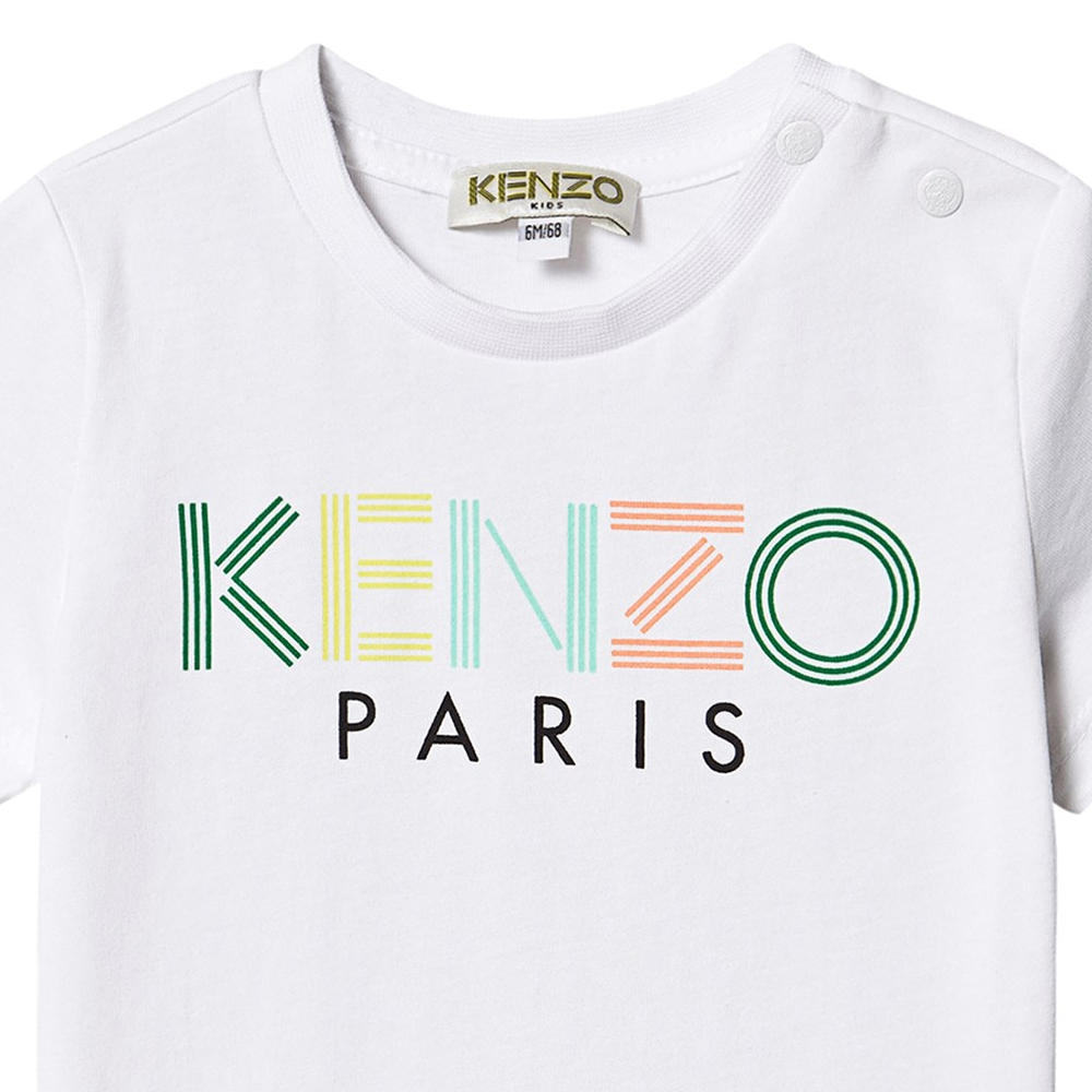 KENZO 男童白色标质印花T恤 KQ10638-01商品第3张图片规格展示