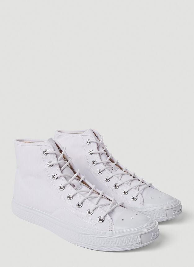 Canvas High Top Sneakers in White商品第2张图片规格展示