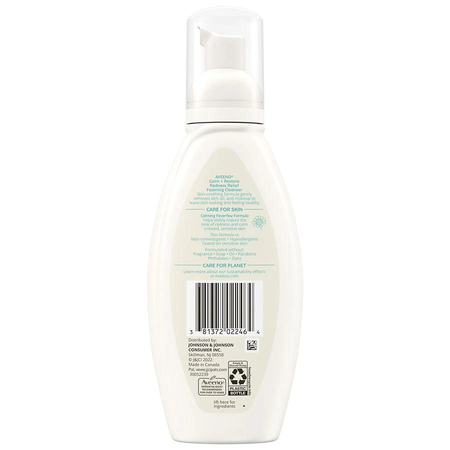 商品Aveeno|Calm + Restore Redness Relief Foaming Facial Cleanser Fragrance Free,价格¥109,第2张图片详细描述