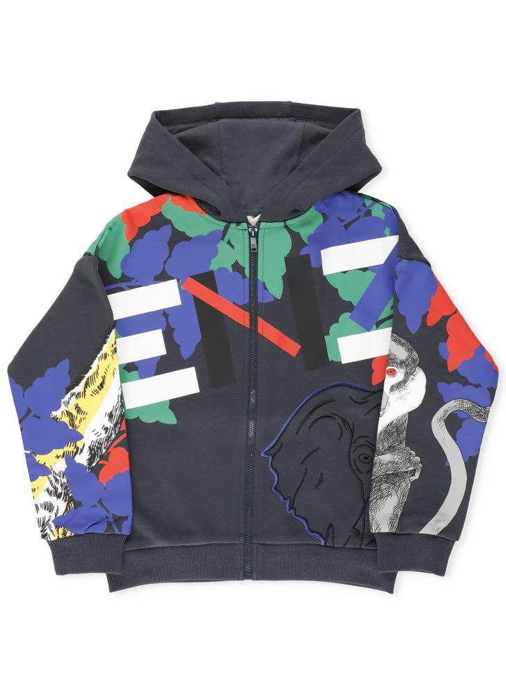 商品Kenzo|Kenzo Kids Graphic Printed Zip-Up Hooded Jacket,价格¥541,第1张图片