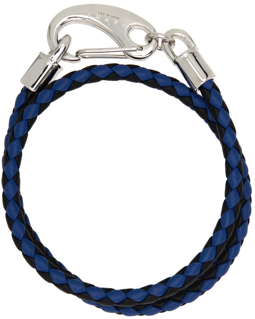 Black & Navy Double Wrap Braided Bracelet商品第2张图片规格展示