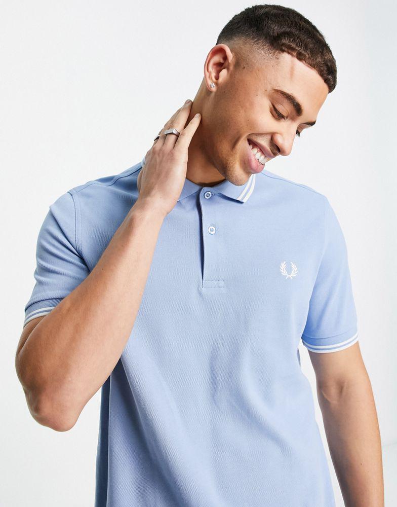Fred Perry twin tipped logo polo in light blue商品第3张图片规格展示