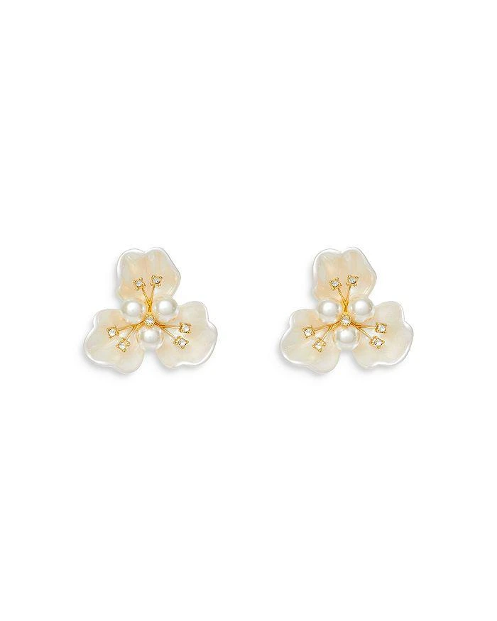 商品Lele Sadoughi|Imitation Pearl Blossom Button Statement Earrings,价格¥1084,第1张图片