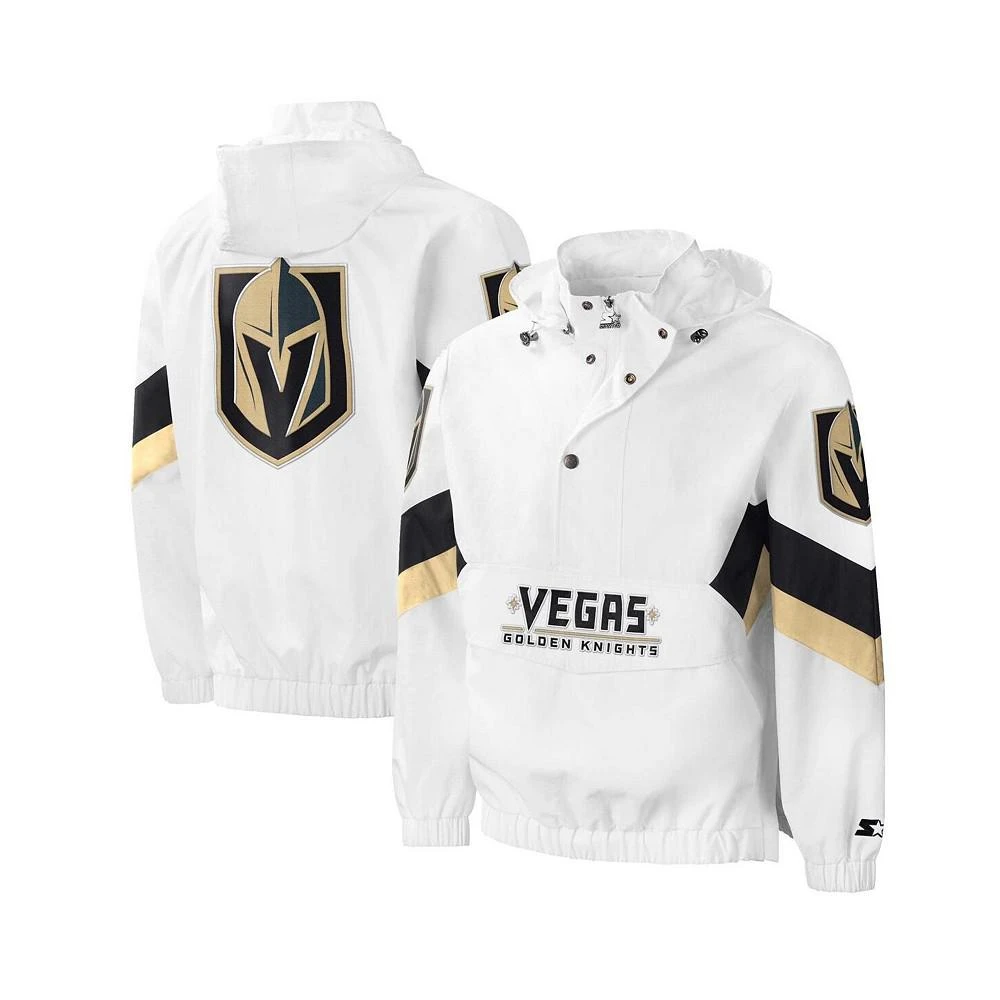 商品Starter|Men's White Vegas Golden Knights Enforcer Half-Zip Windbreaker Hoodie,价格¥834,第1张图片
