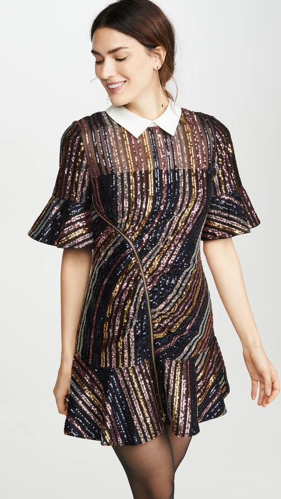 商品Self Portrait|Self Portrait Sequin Stripe Collared Mini Dress,价格¥740,第5张图片详细描述