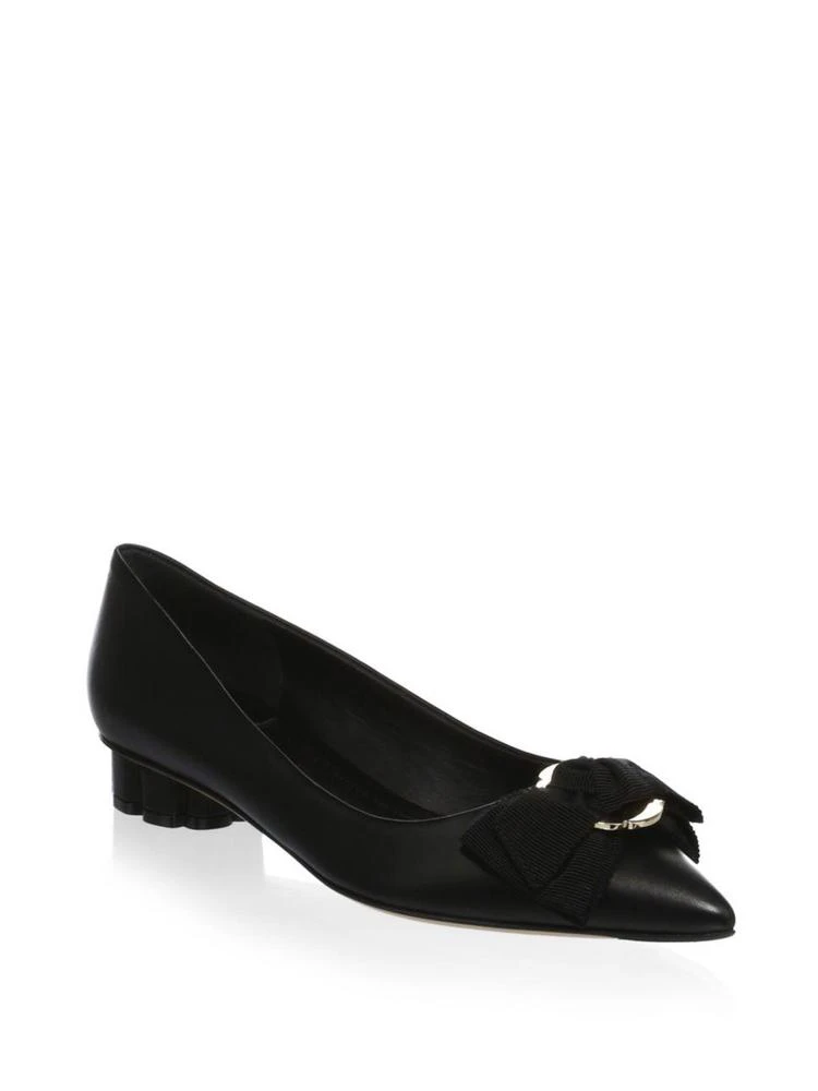 商品Salvatore Ferragamo|Salvatore Ferragamo - Bow Leather Flats,价格¥2658,第1张图片