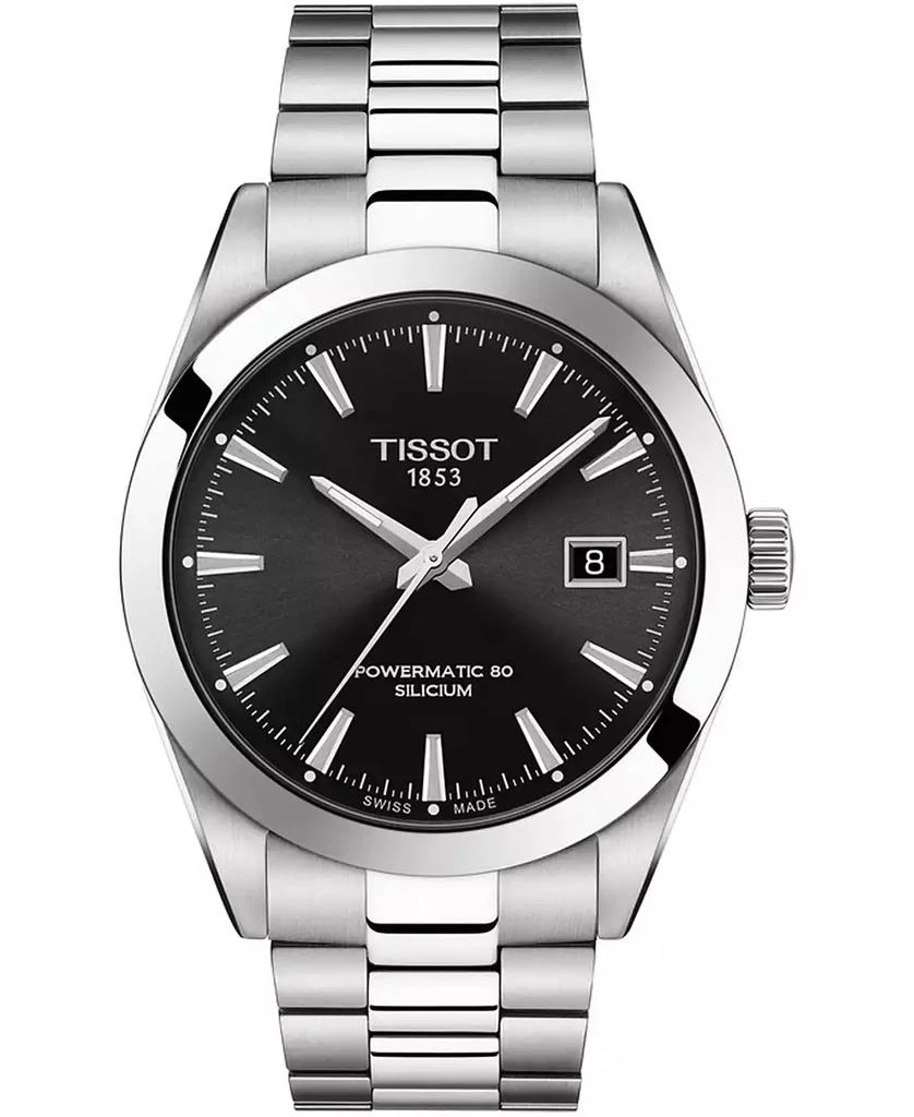 商品Tissot|Men's Swiss Automatic T-Classic Gentleman Powermatic 80 Silicium Stainless Steel Bracelet Watch 40mm,价格¥6258,第1张图片