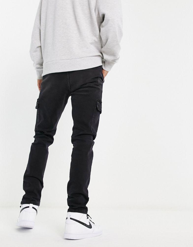 商品ASOS|ASOS DESIGN skinny jeans in washed black with cargo pocket,价格¥317,第4张图片详细描述
