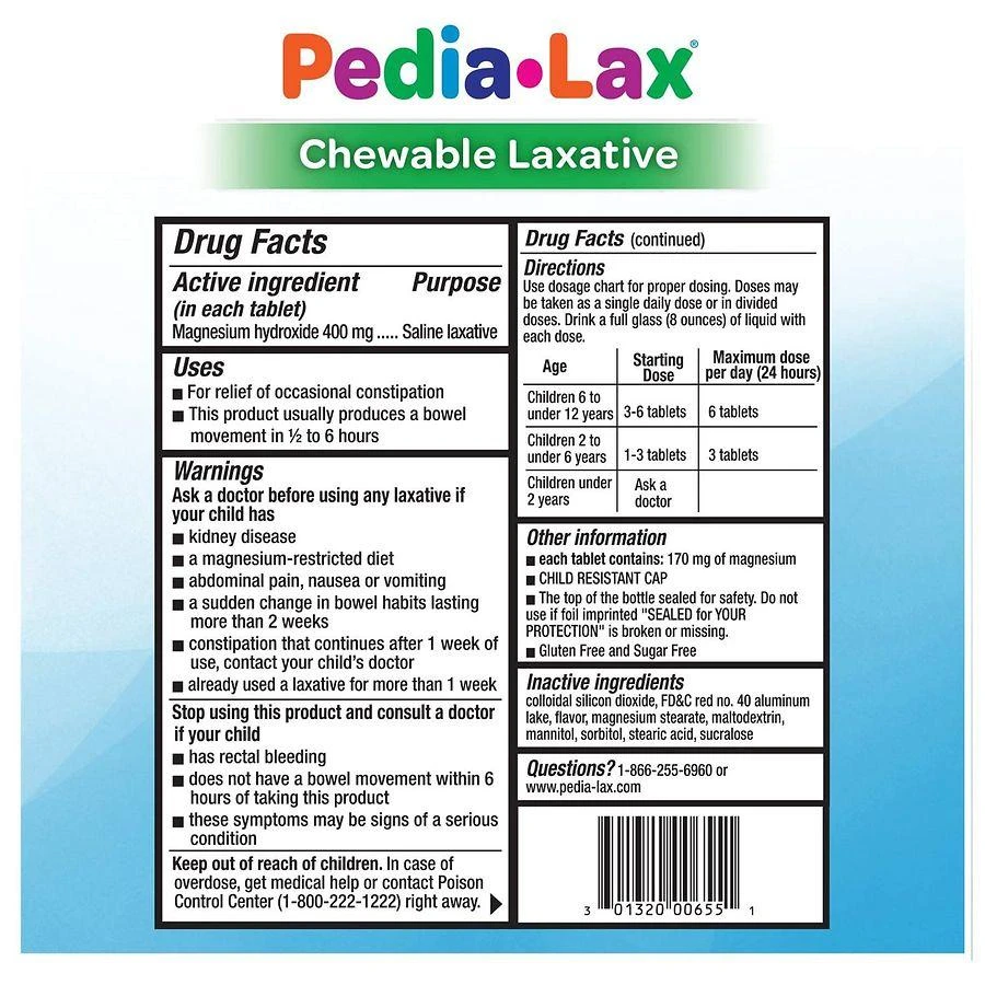 商品Fleet Children's|Pedia-Lax Saline Laxative Chewable Tablets Watermelon,价格¥75,第3张图片详细描述