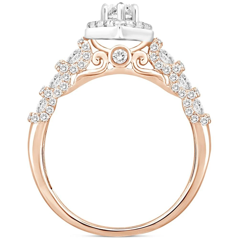 商品Macy's|Diamond Pear-Cut Halo Engagement Ring (1 ct. t.w.) in 14k Rose Gold,价格¥38868,第3张图片详细描述