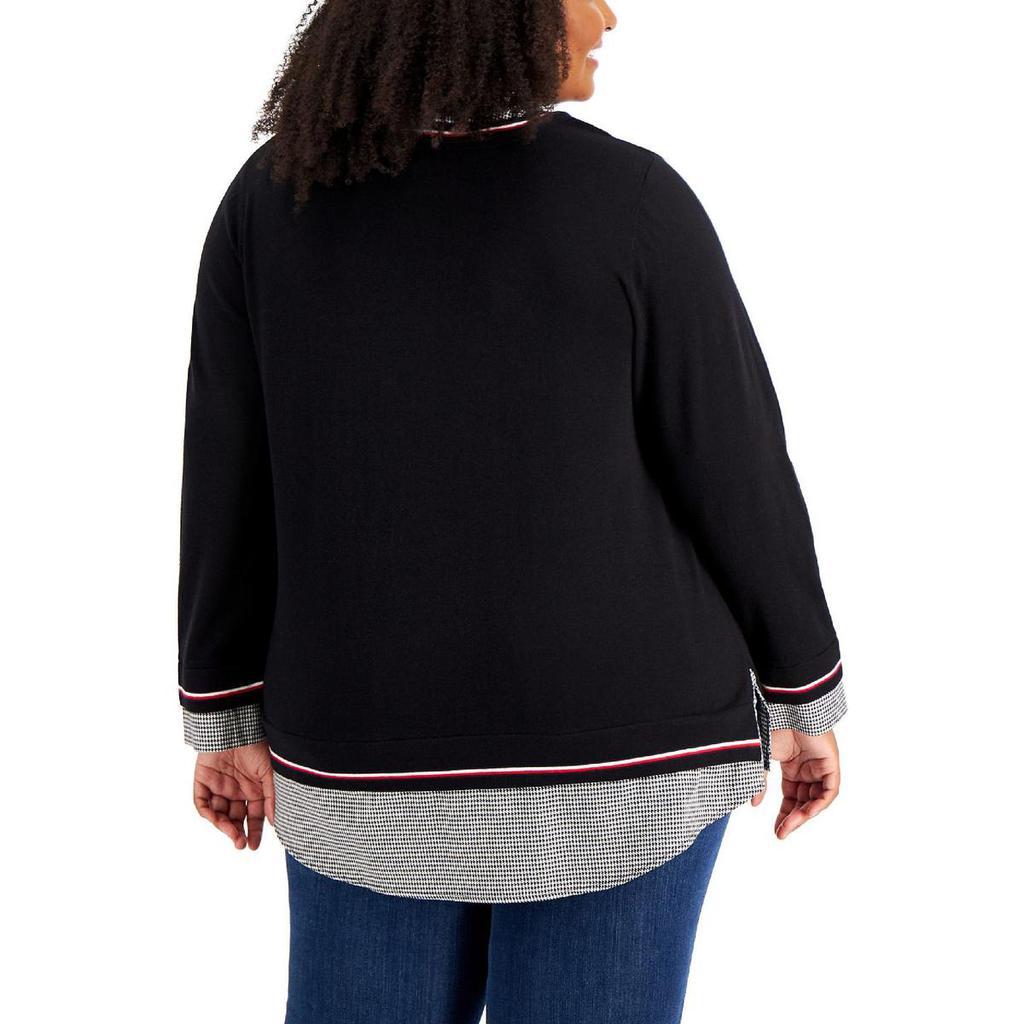 商品Tommy Hilfiger|Tommy Hilfiger Womens Plus Layered Look V-Neck Pullover Sweater,价格¥338,第4张图片详细描述