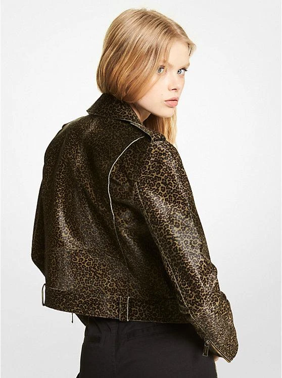 商品Michael Kors|Leopard Print Calf Hair Moto Jacket,价格¥3120,第2张图片详细描述