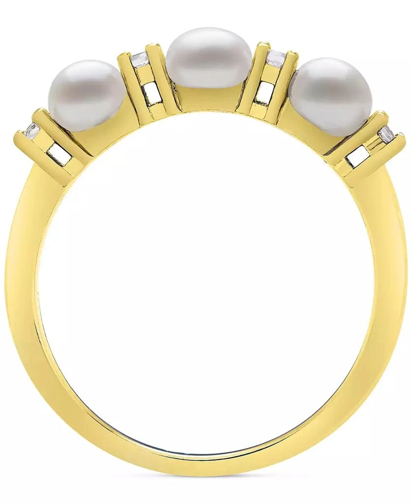 商品Belle de Mer|Cultured Freshwater Button Pearl (4mm) & Lab-Created White Sapphire (1/6 ct. t.w.) Ring in 14k Gold-Plated Sterling Silver,价格¥1113,第3张图片详细描述