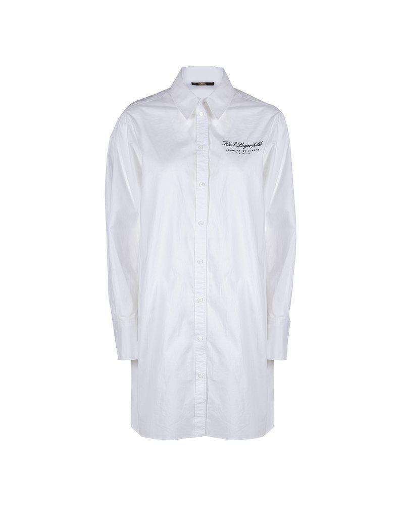 商品Karl Lagerfeld Paris|Karl Lagerfeld Logo-Printed Buttoned Shirt Dress,价格¥1120-¥1335,第1张图片