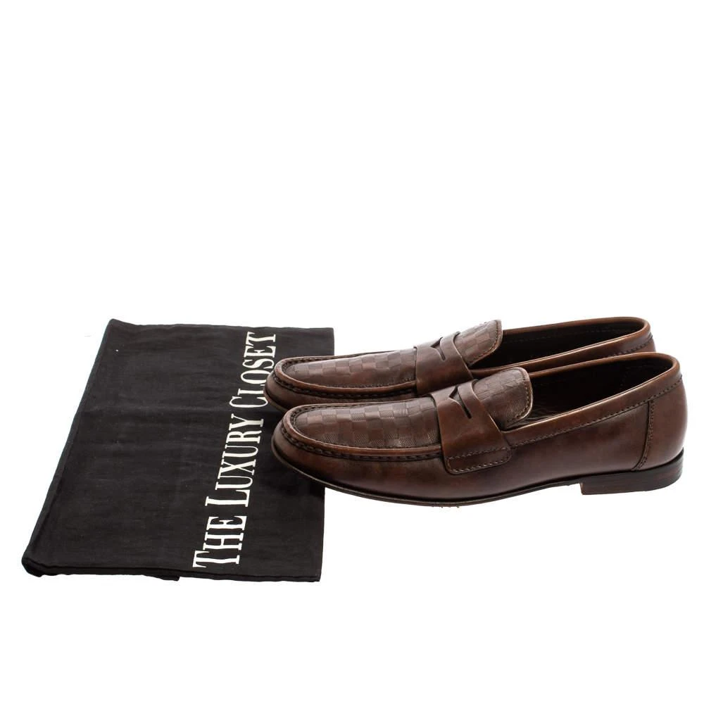 Louis Vuitton Brown Damier Embossed Leather Sorbonne Slip On Loafers Size 42 商品