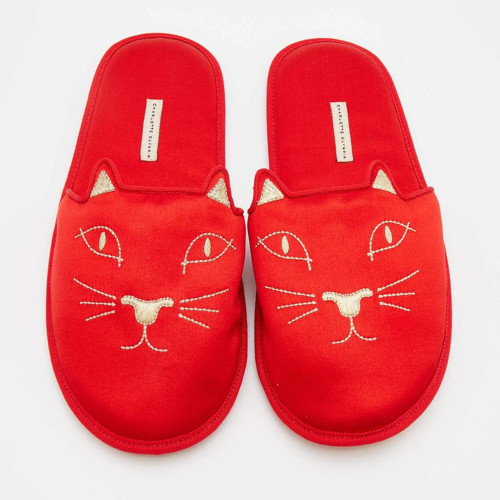 商品Charlotte Olympia|Charlotte Olympia Red Satin Kitty Slipper Flats Size XS 38,价格¥859,第3张图片详细描述