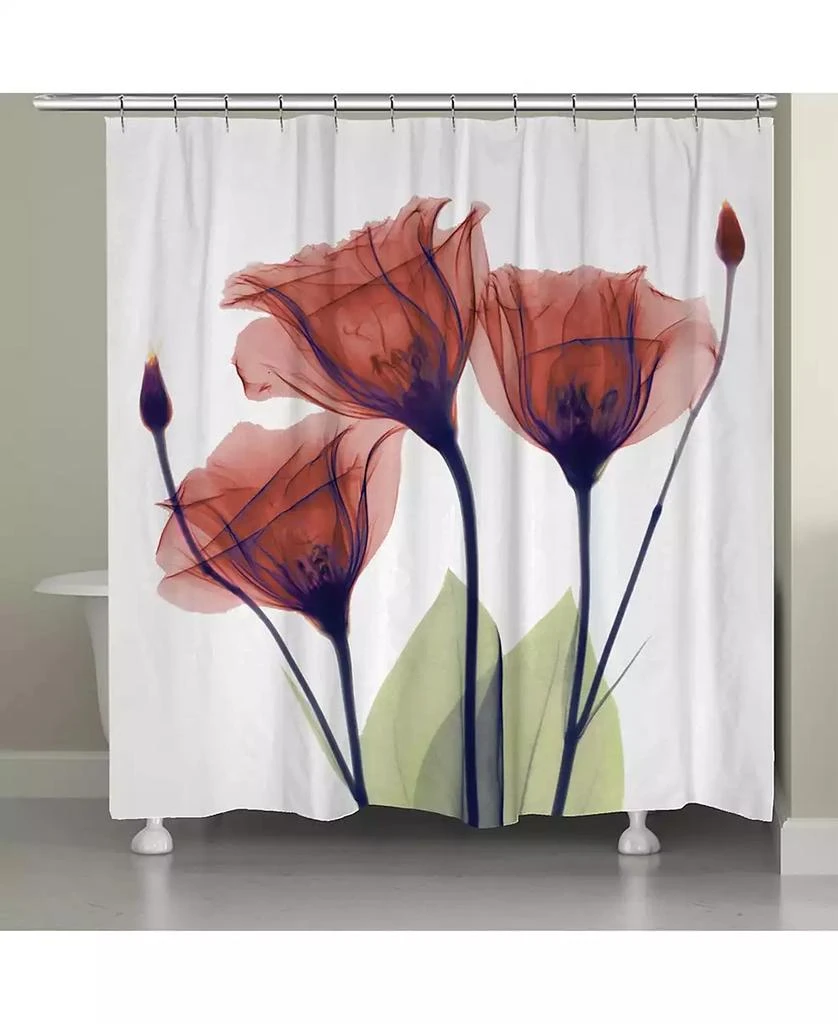 商品Laural Home|Red Gentian X-ray Flowers Shower Curtain, 71" x 72",价格¥1295,第2张图片详细描述