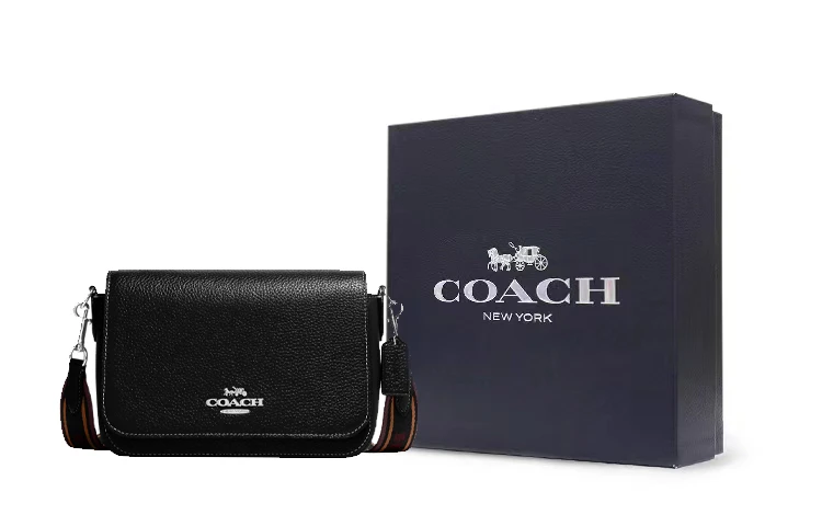 商品[国内直发] Coach|蔻驰 24 内部多功能口袋磁性按扣开合 皮革 单肩斜挎包 中号 女款 黑色,价格¥1463,第5张图片详细描述